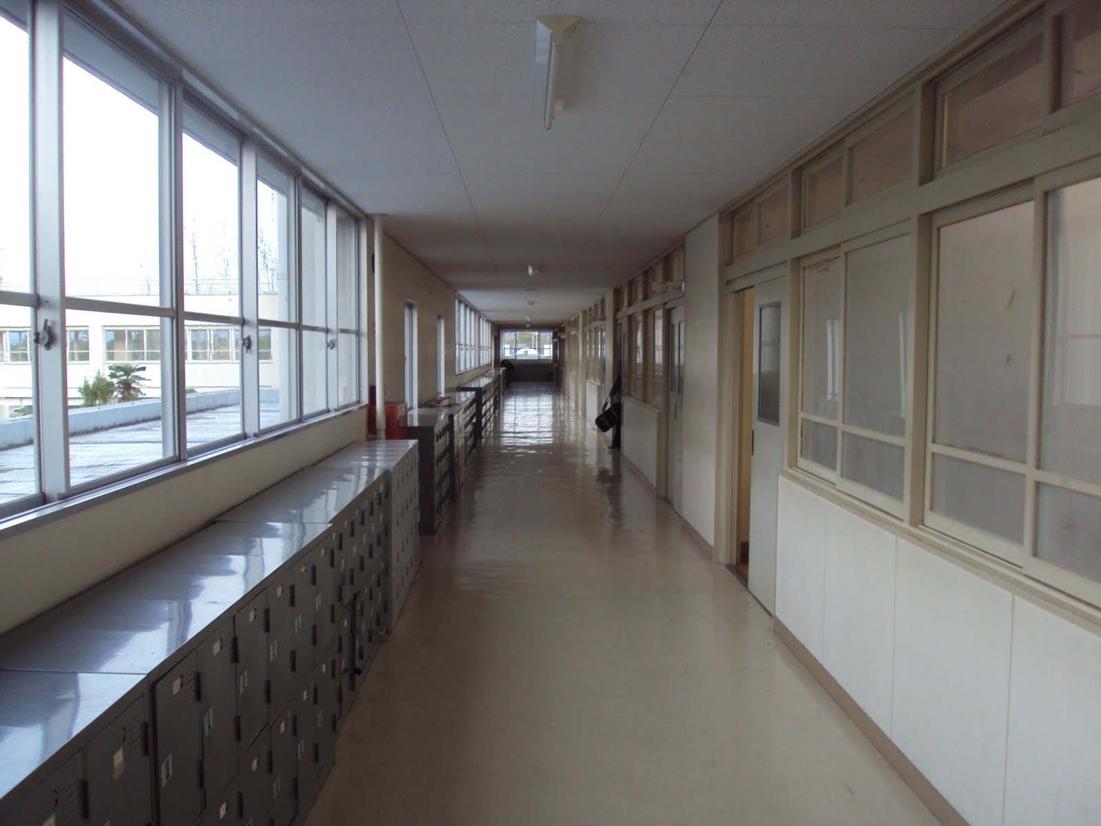 Empty school hallway